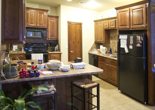 Peter Free's DxO ViewPoint review photo showing left side vertical correction added to right side correction of kitchen scene.